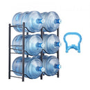 3 Tiers Water Jug Holder Double Row Water Bottle Rack for 6 Bottles Black
