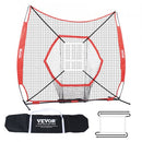 7x7 ft Baseball Softball Practice Net, Portable Baseball Training Net for Hitting Batting Catching Pitching, Backstop Baseball Equipment Training Aids with Bow Frame, Carry Bag, and Strike Zone