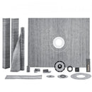 Shower Curb Kit, 1219x1524mm, 60"x48" Shower Pan Kit with 50.8mm ABS Central Flange, Waterproof Membrane, Stainless Steel Grate and Joint Sealant, Shower Pan Slope Sticks Fit for Bathroom