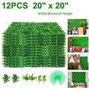 Artificial Boxwood Panels, 12 PCS 20"x20" Boxwood Hedge Wall Panels, PE Artificial Grass Backdrop Wall 1.6\", Privacy Hedge Screen for Decoration of Outdoor, Indoor, Garden, Fence, and Backyar