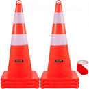 Safety Cones, 6 x 28\" Traffic Cones, PVC Orange Construction Cones, 2 Reflective Collars Traffic Cones with Weighted Base and Hand-Held Ring Used for Traffic Control, Driveway Road Parking