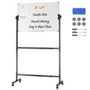 91.5x61cm Rolling Magnetic Whiteboard, Double-sided Mobile Whiteboard, Adjustable Height Dry Erase Board with Wheels, 1 Magnetic Erase & 3 Dry Erase Markers & Movable Tray Office, School