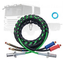 12FT Semi Truck Air Lines Kit, 3-in-1 Air Hoses & ABS Power Line for Semi Truck Trailer Tractor, 7-Way Plug Electrical Cord Cable and Rubber Air Lines Hose Assembly Kit with Hook & Teflon Tape