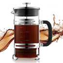 French Press Coffee Maker, 1 Liter Borosilicate Glass Coffee Press Tea Maker with Stainless Steel Filter, Large Glass French Presses Cold Brew for Camping Travel Home Kitchen, Silver