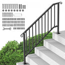 5-6 Step Handrails for Outdoor for Seniors Porch Deck Black Retro Arch