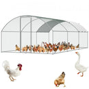 Large Metal Chicken Coop with Run, 9.8x19.3x6.5 ft Walk-in Chicken Runs for Yard with Cover, Doom Roof Hen House with Security Lock for Outdoor and Backyard, Farm, Duck Rabbit Cage Poultry Pen