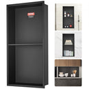 33.02 x 63.5 cm No Tile Shower Niche 304 Stainless Steel, Wall-Inserted Niche Recessed Double Shelves, Sealed Waterproof Rust-Resistant Modern Niche for Shower or Soap Storage Bathroom