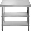 Stainless Steel Prep Table, 1520x450x855 mm Commercial Stainless Steel Table, 2 Adjustable Undershelf BBQ Prep Table, Heavy Duty Kitchen Work Table, for Garage, Home, Warehouse, Kitchen Silver