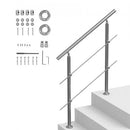 Handrails for Outdoor Steps, 39.4 in Length 2 Crossbars Stair Hand Rail Kit, Transitional Stainless Steel Railings w/ Installation Kit, Double-column Staircase Handrails for Seniors,Porch & Deck