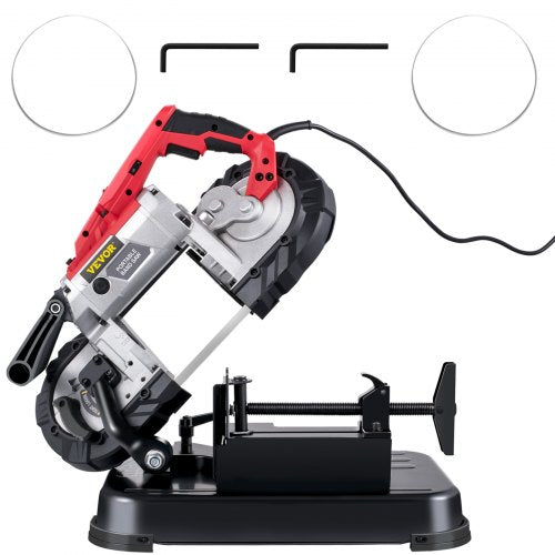 Portable Band Saw,with Removable Alloy Steel Base Cordless Band Saw,127mm Cutting Capacity Hand held Band Saw,Variable Speed Portable Bandsaw, 10Amp Motor Deep Cut Band saw for Metal Wood