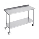 24 x 60 x 40 Inch Stainless Steel Work Table, Commercial Food Prep Worktable with Casters, Heavy Duty Prep Worktable, Metal Work Table with Adjustable Height for Restaurant, Home and Hotel