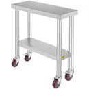 Kitchen Work Table Bench Commercial Work Food Prep Table Wheels 762*305mm