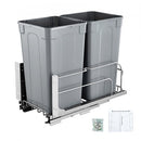 Pull-Out Trash Can, 27 QT x2 Double Under Mount Kitchen Waste Container, Heavy Duty Garbage Recycling Bin with Door Kit and Soft Close Slide, for Kitchen Cabinet, Sink, Under Counter (Grey)
