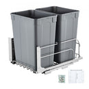 Pull-Out Trash Can, 35 QT x2 Double Under Mount Kitchen Waste Container, Heavy Duty Garbage Recycling Bin with Door Kit and Soft Close Slide, for Kitchen Cabinet, Sink, Under Counter (Grey)