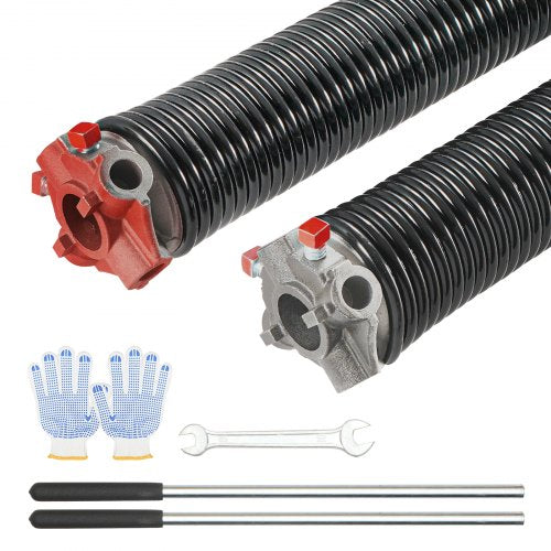 Garage Door Torsion Springs, Pair of 0.25 x 2 x 29inch, Garage Door Springs with Non-Slip Winding Bars, 16000 Cycles, Gloves and Mounting Wrench, Electrophoresis Coated for Replacement