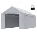 Carport Replacement Canopy Cover Top + Side Wall 10 x 20 ft, Garage Tent Shelter Tarp Heavy-Duty Waterproof & UV Protected, Easy Installation with Ball Bungees,White (Frame Not Included)