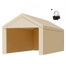 Carport Replacement Canopy, 6 x 3 m Potable Garage Tent Top Tarp with Sidewalls, UV-Resistant & Waterproof, Heavy Duty Car Shelter Tarp with Ball Buggees, Beige, Frame Not Included