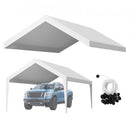 Carport Replacement Canopy, 6 x 3.6 m Potable Garage Tent Top Tarp, UV-Resistant & Waterproof Car Shelter Tarp, Heavy Duty Car Port Cover with Ball Buggees, White, Frame Not Included