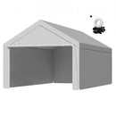 Carport Replacement Canopy, 6x 3.6 m Potable Garage Tent Top Tarp with Sidewalls, UV-Resistant & Waterproof, Heavy Duty Car Shelter Tarp with Ball Buggees, Grey, Frame Not Included