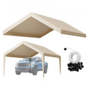 Carport Replacement Canopy, 6 x 3.6 m Potable Garage Tent Top Tarp, UV-Resistant & Waterproof Car Shelter Tarp, Heavy Duty Car Port Cover with Ball Buggees, Beige, Frame Not Included