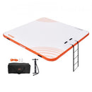 Inflatable Floating Dock, 7 x 7FT Inflatable Dock Platform, Non-Slip Water Floating Dock Mat with Portable Carrying Bag & Detachable Ladder, Floating Platform Island Raft for Pool Beach Ocean