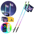 2 PCS 4 FT Whip Light, APP & RF Remote Control Led Whip Light, Waterproof 360° Spiral RGB Chasing Lighted Whips with 4 Flags, for UTVs, ATVs, Motorcycles, RZR, Can-am, Trucks, Off-road, Go-karts