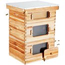 Bee Hive 30 Frame Bee Hives Starter Kit, Beeswax Coated Cedar Wood, 2 Deep + 1 Medium Bee Boxes Langstroth Beehive Kit, Transparent Acrylic Windows with Foundations for Beginners Pro Beekeepers