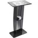 Acrylic Podium, 47" Tall, Acrylic Podium Stand with Wide Reading Surface & Storage Shelf, Floor-standing Clear Pulpits Acrylic for Church Office School, Black