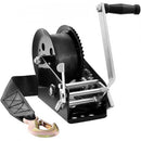 Hand Winch, 1587.5 kg Pulling Capacity, Boat Trailer Winch Heavy Duty Rope Crank with 10 m Polyester Strap and Two-Way Ratchet, Manual Operated Hand Crank Winch for Trailer, Boat or ATV Towing