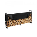 Firewood Rack with Waterproof Cover, 257 x 36 x 117 cm Outdoor Firewood Holder, 660lb Weight Capacity, 1/2 Cord Log Holder, Half-Covered, Powder-coated Wood Storage Rack for Fireplace Deck