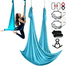 Aerial Silk & Yoga Swing, 10 m Length, Aerial Yoga Hammock Kit with 100gsm Nylon Fabric, Full Rigging Hardware & Easy Set-up Guide, Antigravity Flying for All Levels Fitness Bodybuilding, Blue