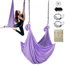 Aerial Yoga Hammock & Swing, 4 m Length, Yoga Starter Kit with 100gsm Nylon Fabric, Full Rigging Hardware and Easy Set-up Guide, Antigravity Flying for All Levels Fitness Bodybuilding, Purple