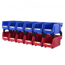 Plastic Storage Bin, (276 mm x 139 mm x 128 mm), Hanging Stackable Storage Organizer Bin, Blue/Red, 12-Pack, Heavy Duty Stacking Containers for Closet, Kitchen, Office, or Pantry Organization