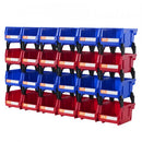 Plastic Storage Bin, (137 mm x 105 mm x 78 mm), Hanging Stackable Storage Organizer Bin, Blue/Red, 24-Pack, Heavy Duty Stacking Containers for Closet, Kitchen, Office, or Pantry Organization