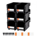 Plastic Stackable Storage Bins, 37.7 x 21.5 x 18 cm (6 Pack), Plastic Containers for Organizing and Storage Bins for Closet, Garage, Small Parts, Office Supplies and Other Accessories, Black