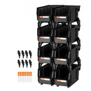 Plastic Stackable Storage Bins, 27.6 x 14 x 13 cm (8 Pack), Plastic Containers for Organizing and Storage Bins for Closet, Garage, Small Parts, Office Supplies and Other Accessories, Black