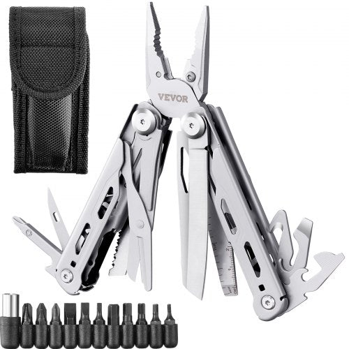 16-In-1 Multitool Pliers, Multi Tool Pliers, Cutters, Knife, Scissors, Ruler, Screwdrivers, Wood Saw, Can Bottle Opener, with Safety Locking and Sheath, for Survival, Camping, Hunting and Hiking