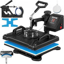 Heat Press 12 X 15 Inch 5 In 1 Heat Press 1250 W Heat Press Machine Swing Away Black Heat Press T-Shirt Sublimation Printer Transfer 360 Degree Rotation for DIY T-Shirts Hat and Shoes