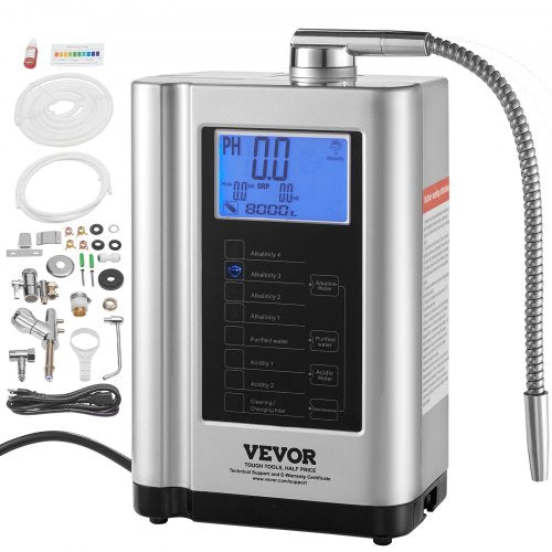 Alkaline Water Ionizer Machine, pH 3.5-10.5 Alkaline Acidic Hydrogen Water Purifier, 7 Water Settings Home Filtration System, Up to -550mV ORP, 8000L Per Filter, Auto-Cleaning, White