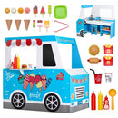 Ice Cream Truck Wooden Playset Pretend Play Stand for Kids Aged 3-7