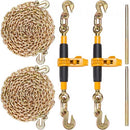 Ratchet Chain Binder 2PCS, 0.9-1.2 cm Heavy Duty Load Binders, with G80 Chains 5443 kg Secure Load Limit, Labor-saving Anti-skid Handle, Tie Down Hauling Chain Binders for Flatbed Truck Trailer