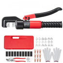 Crimping Tool, AWG12-2/0 Copper And Aluminum Terminal Battery Lug Hydraulic Crimper, with a Cutting Pliers, Gloves, 10pcs Copper Ring Connectors, 8 x Heat Shrink Sleeves and a Blow Moulded Case