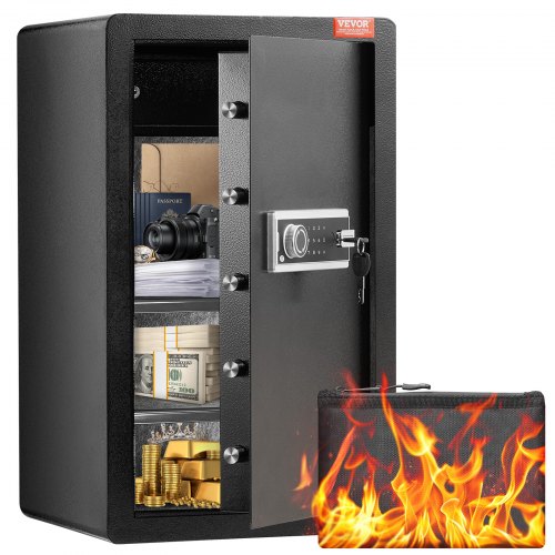 Single Door 4.0 cu.ft Safe Box with Key Lock & Password Cabinet Black ...