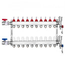 10-Branch Radiant Heat Manifold, 1/2" PEX Tubing Manifold, Stainless Steel PEX Manifold for Hydronic Radiant Floor Heating, Radiant Heat PEX Manifold Kit with 1/2" Adapters Included