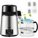 4L Water Distiller Distilled Water Maker 1 L/H w/ Timing Dual-Temp Silver