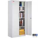 Metal Storage Cabinet w/ 3 Keys Adjustable Shelves & Magnetic Door White
