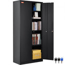 Metal Storage Cabinet with 2 Magnetic Doors and 4 Adjustable Shelves, 90 kg Capacity per Shelf, Locking Steel Storage Cabinet, 1.8 m Metal Cabinet with 3 Keys, for Office, Garage, Home, Black