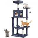Cat Tree 143 cm Cat Tower with Cat Condo Sisal Scratching Post Dark Grey