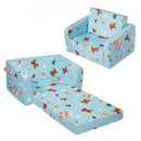 Baby Chair Foldable 2-in-1 Baby Lounger Couch Cartoon Kids Sofa Sky Blue