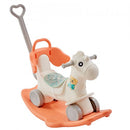 4 in 1 Rocking Horse for Toddlers 1-3 Years, Baby Rocking Horse with Detachable Balance Board, Push Handle and 4 Smooth Wheels, Support up to 80 lbs HDPE Kids Ride on Toy with Sound, Orange